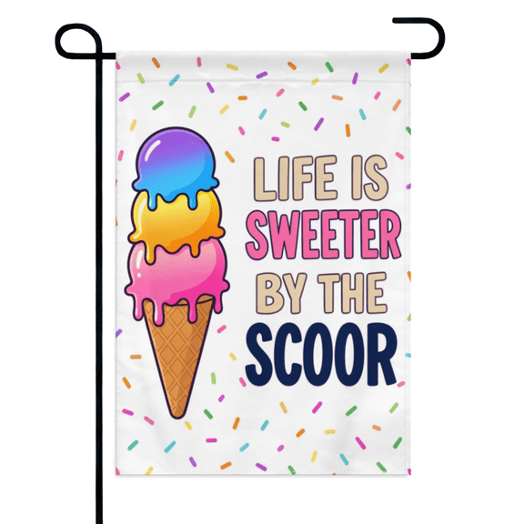 Rainbow Cone Ice Cream Garden Flag 12×18in Double Sided, Sweet Summer Slogan Design, Double Sided Outdoor Yard Lawn Seasonal Decor