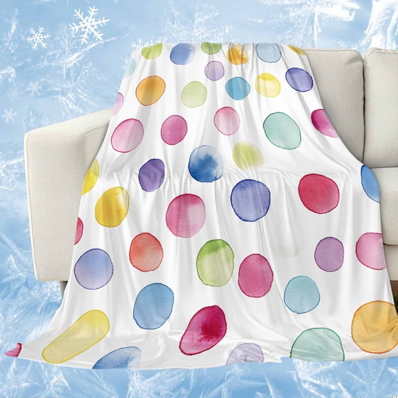 Rainbow Cooling Blanket,Lightweight Breathable Summer Throw Blanket with Double Sided Cold Effect,Colorful Boho Tainted Pattern Polka Dot Modern Picnic Blankets Bed Sheet for Hot Sleepers 60"x80"