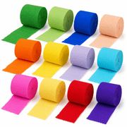 Rainbow Crepe Paper Streamers,82-ft per Roll, Colorful Party Decor for Birthdays and Events 12-Pack