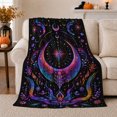 thumbnail image 1 of Rainbow Crescent Moon with Cosmic Stars, Psychedelic Celestial Style for Moon Lovers, Colorful Lunar Scene and Birthday Gift, Soft Flannel Blanket for Meditation Corner, Home Decor, 1 of 9