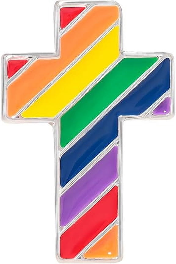 Rainbow Cross Shaped Gay Pride Pins - 10 pins