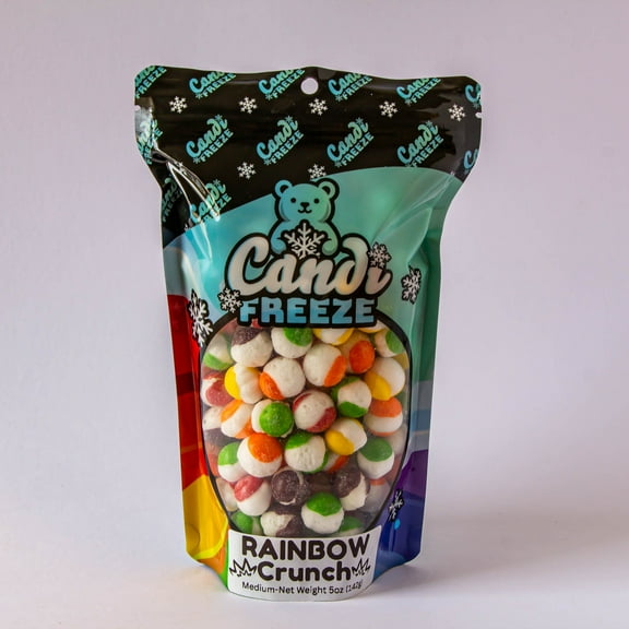 Rainbow Crunch by CandiFreeze Freeze-Dried, Crunchy, Fruity Rainbow Candy Treat 5oz Resealable Bag