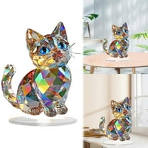 Rainbow Crystal-Like Acrylic Cat Figurine - Mini Handmade Home Decor, Pet Memorial Gift for Cat Lovers (Unique Handcrafted Details)