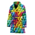 thumbnail image 1 of Rainbow Cubes Pattern Women Bathrobe One Size Univeral Fits, Rainbow Colorful Fashion Lightweight Plush Fleece Long Robe For Women, 1 of 3