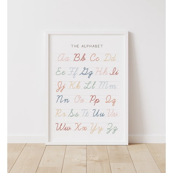 Rainbow Cursive Alphabet Writing Chart Poster Educational Wall Art ...