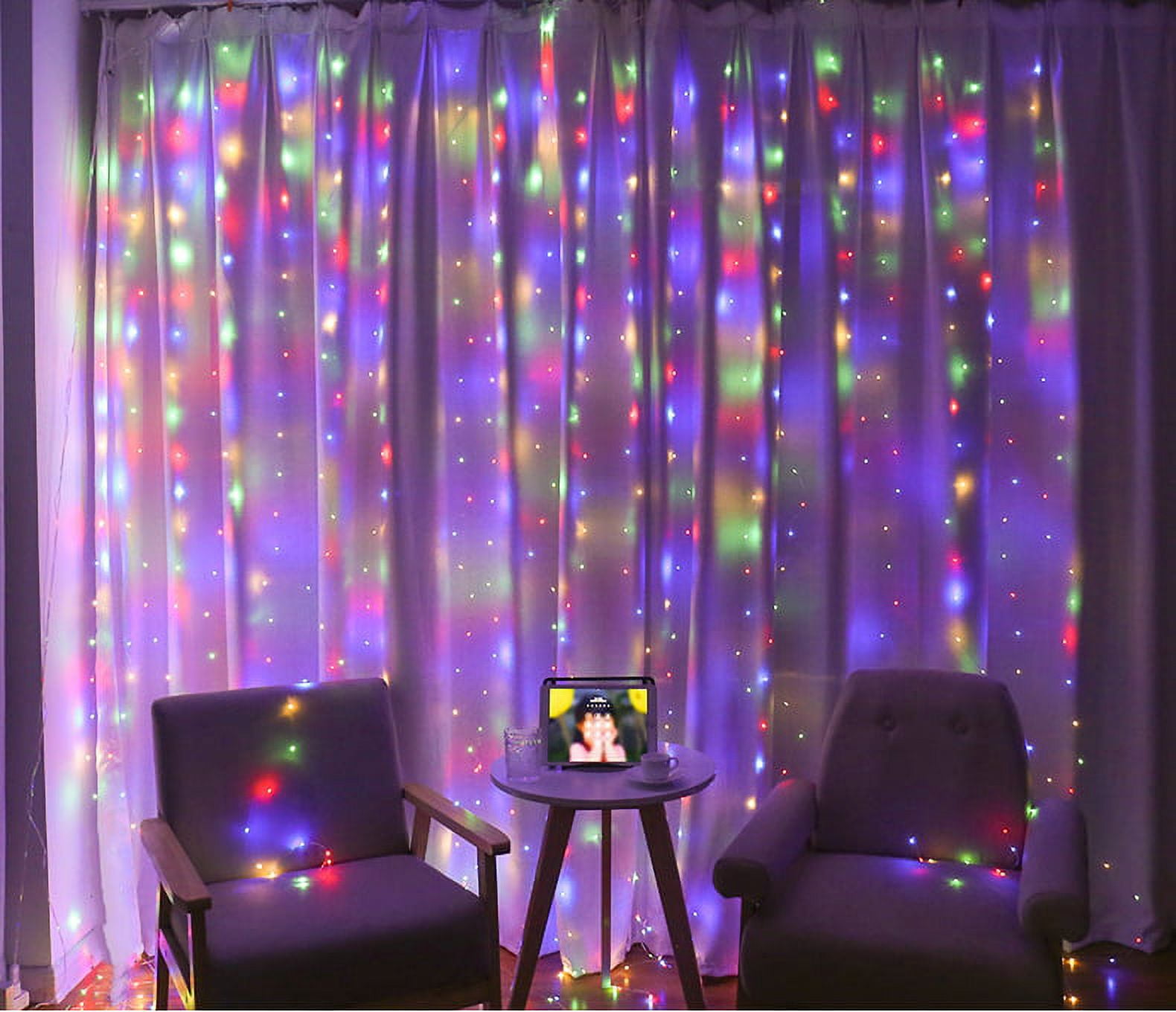 Rainbow Curtain Lights - Four Colors 9.8ftx9.8ft LED Curtain