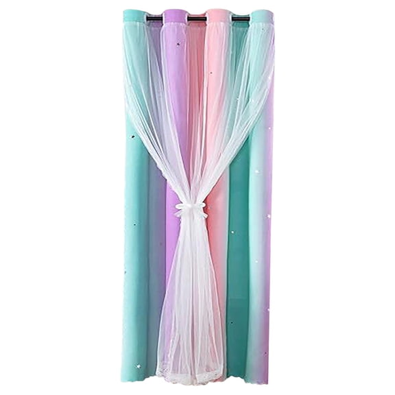Rainbow Curtain Pk4， Panels Gradient Curtains Draperies for Kids Girls Bedroom Living Room Double Window Curtains Thermal Insulated