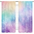 thumbnail image 1 of Rainbow Curtains 42Wx63H Inch Rod Pocket Girls Kids Ombre Pastel Cartoon Cute Colorful Sky Cloud Stars Girly Princess Art Printed Aesthetic Living Room Bedroom Window Drapes Treatment 2 Panels, 1 of 5