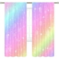 thumbnail image 1 of Rainbow Curtains 52Wx84H Inch Rod Pocket Kids Pastel Cute Colorful Cartoon Sky Shiny Stars Art Printed Girls Princess Women Living Room Bedroom Window Drapes Treatment Fabric 2 Panels, 1 of 3