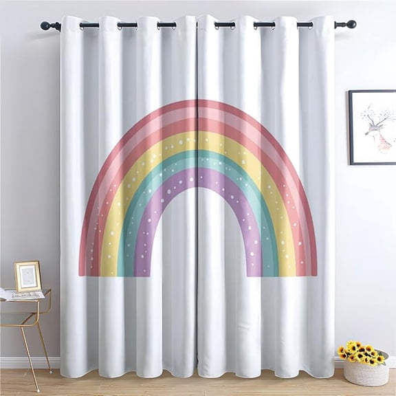 Rainbow Curtains, Colorful Blackout Curtains, Kids Girls Curtains for Bedroom Living Room Decor, Thermal Insulated Grommet Drapes 53"W x 96"L