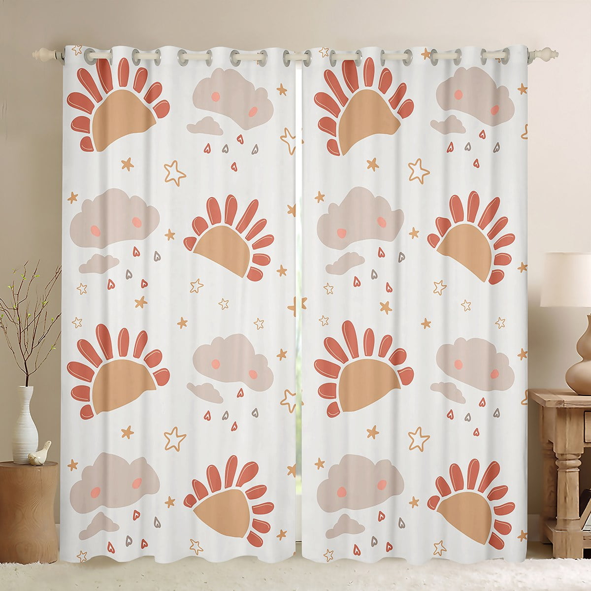 Rainbow Curtains & Drapes Girly Kawaii Cloud and Stars Blackout ...