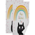 thumbnail image 1 of Rainbow Cute Cat Hand Towels for Bathroom, Valentine's Day Kitchen Towel 2 PCS Ultra Soft and Highly Absorbent Decorative Fingertip Face Bath Towels for Spa & Hotel, 28.3"x 14.4", 1 of 4