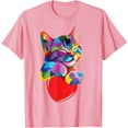 thumbnail image 1 of Rainbow Cute Cat Hugging Valentine Heart Kitty Love Kitten Unisex T-Shirt for Men Women Kids Toddler,Light Pink Color,Size 5XL, 1 of 5