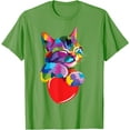 thumbnail image 1 of Rainbow Cute Cat Hugging Valentine Heart Kitty Love Kitten Unisex T-Shirt for Men Women Kids Toddler,Lime Color,Size 3T, 1 of 5