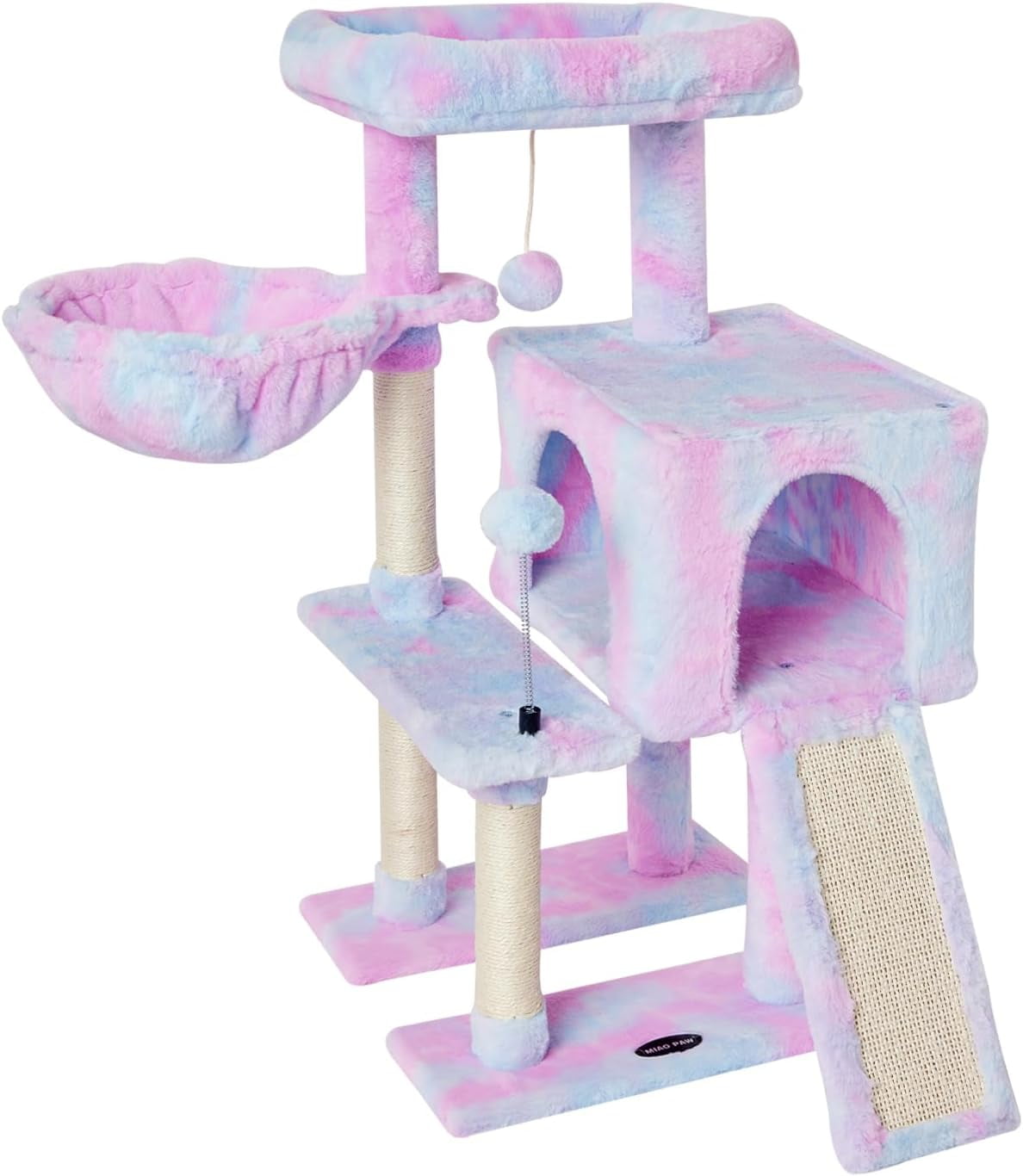 Rainbow Cute Cat Tree Tower for Indoor Cats Condo with Sisal Scratching Posts Jump Platform Furniture Activity Center Play House Bed