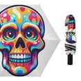 thumbnail image 1 of Rainbow Cute Skull Head Compact Sun Umbrella Windproof Travel Umbrellas for Rain Strong Portable UV Protection, 1 of 8