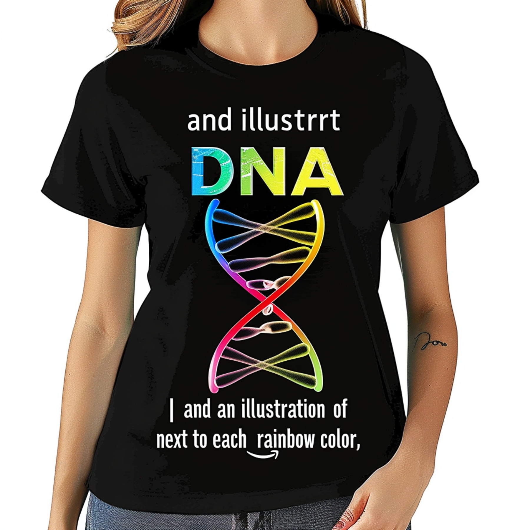 Rainbow DNA Love: Still Single Always Black TShirt with Double Helix