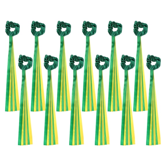 Rainbow Dance Ribbons, Rhythm Wrist Streamers Hand Held 20" & 12 Pcs & Polyester & Green & Yellow - Fitting for (Christmas/Valentines/Dancing/Gymnastics/Birthday/Party)