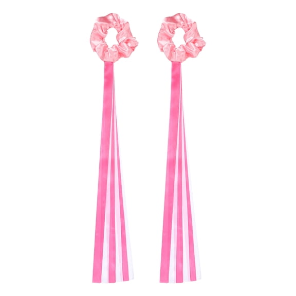 Rainbow Dance Ribbons, Rhythm Wrist Streamers Hand Held 20" & 2 Pcs & Polyester & White & Rose Pink - Fitting for (Christmas/Valentines/Dancing/Gymnastics/Birthday/Party)