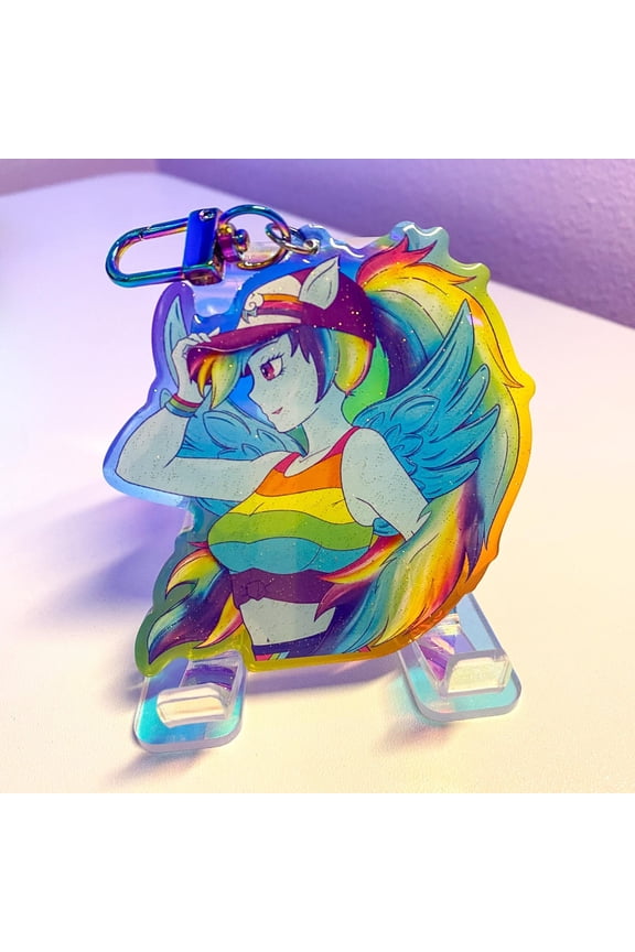 Rainbow Dash Acrylic Keychain | Glitter Epoxy, Pride Rainbow Wings (1 keychain)
