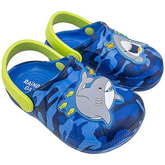 Rainbow Daze Boys Molded Clog, Shark Adjustable Slide, Blue, Toddler Size 12
