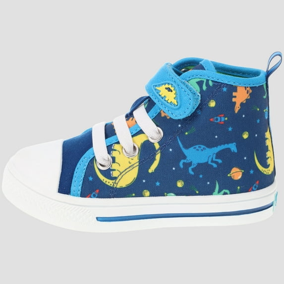 Rainbow Daze Toddler Shoes,HI Top Sneaker Slip On,Dinosaurs Blue,Size 7