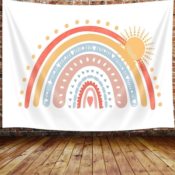 Rainbow Decor Tapestry, Bohemian Colorful Rainbow Tapestry Wall Hanging for Classroom Kids Girls Bedroom Aesthetic, Retro Bohemian Pastel Tapestries Poster Blanket College Dorm Home Decor 60X40Inches
