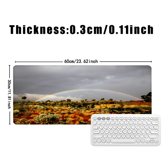 Rainbow Desert Scene Mouse Pad 31.5 x 11.82 Inches Rubber Desk Accessory