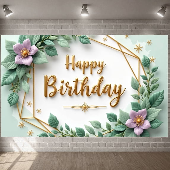 Rainbow Design Banner Star Decorated Birthday Party Display Colorful Balloons Floral Accents Party Celebration Backdrop for Birthday Parties Kids Celebrations Photo Backdrops