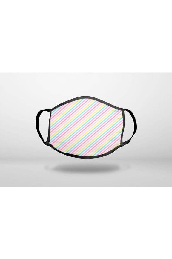 Rainbow Diagonal Stripes Pattern - 3-Ply Reusable Soft Cloth Face Covering, Unisex, Cotton Inner Layer