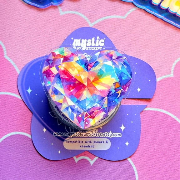 Rainbow Diamond Grip: Holographic Magsafe Phone Gemstone Accessory