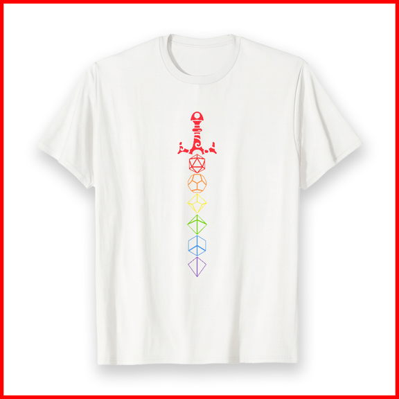 Rainbow Dice Sword Dnd Tabletop Roleplaying Fantasy Board Gamer Graphic Unisex Tee,S- 5XL