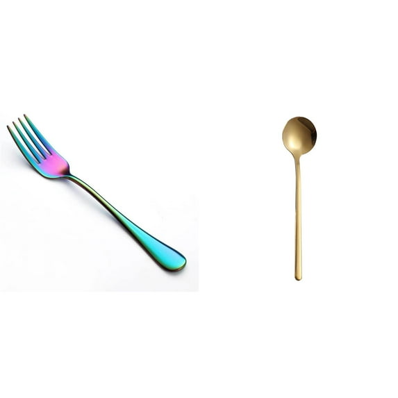 Rainbow Dinner Forks Stainless Steel Titanium Mutil-Color Plating Fork Cake Forks, Table Forks,Dessert Forks, Easy To Clean,Dishwasher Safe