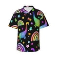 thumbnail image 1 of Rainbow Dinosaur Tie Dye Men'S 3d Print Casual Button Down Shirts, Novelty Hawaiian Short Sleeves L, 1 of 7