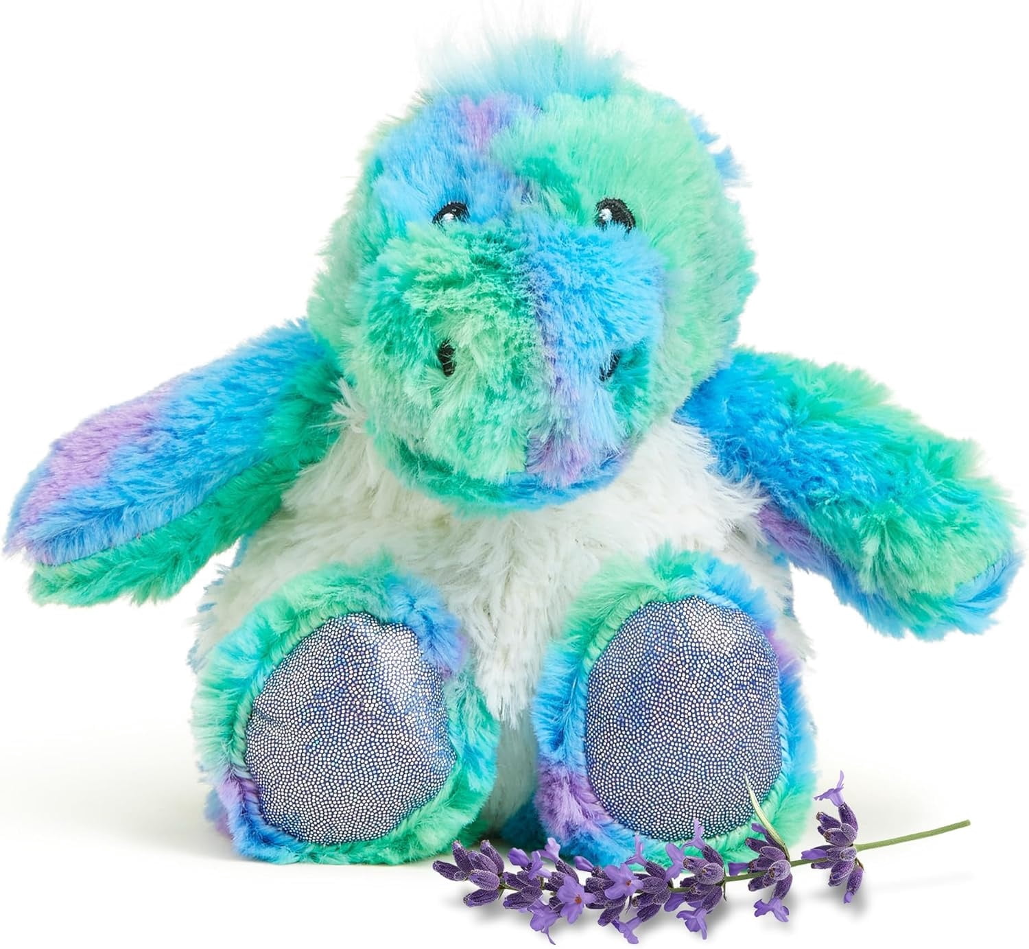 Warmies Junior 9" Rainbow Dinosaur Stuffed Animal, Microwavable Heated Plushies and Weighted Soft Plush Toys
