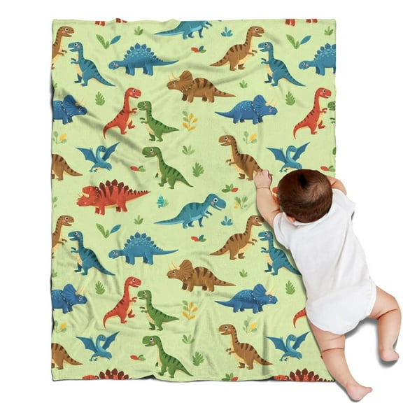 Rainbow Dinosaurs Tiny Plants Blanket,Comfortable Soft Flannel Throw Blanket,All Season,Warm Lightweight Blankets for Sofa Bed Couch Living Room Chair,30"x40"