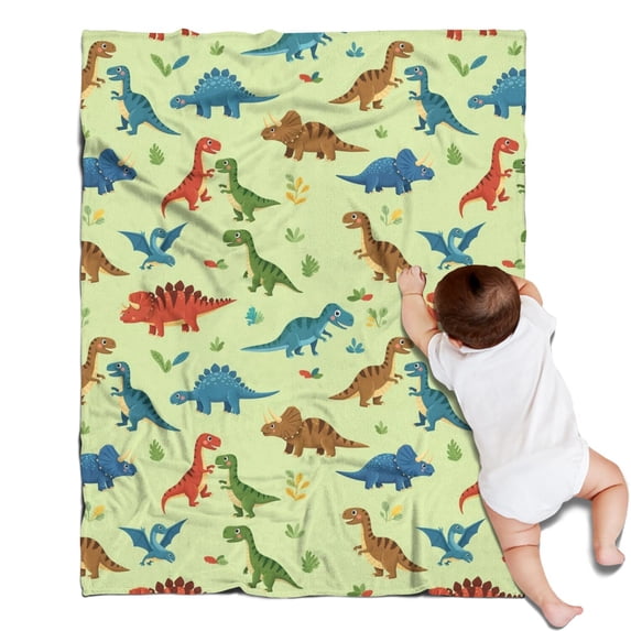 Rainbow Dinosaurs Tiny Plants Blanket,Comfortable Soft Lamb Wool Throw Blanket,All Season,Warm Lightweight Blankets for Sofa Bed Couch Living Room Chair,30"x40"