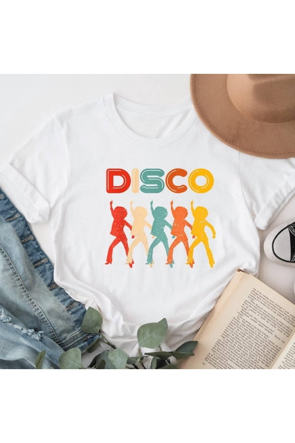Rainbow Disco T-shirt, Disco Dancers Crewneck, Disco Shirt, 80s Party Shirt, Retro Music T-EE, Gift for Dance Lovers, Groovy Disco Themed T-EE