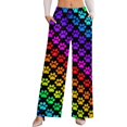 thumbnail image 1 of Rainbow Dog Paw Women's Casual Wide Leg Pants Comfort Pockets Elastic Waist Loose Fit Pants, 1 of 7