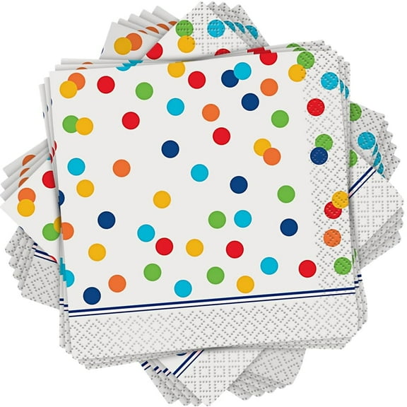 Rainbow Dot Confetti Beverage Napkins, 16ct
