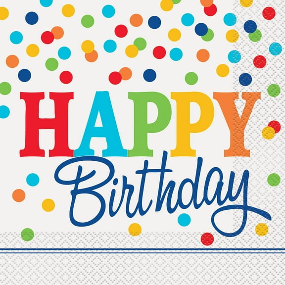 Rainbow Dot Confetti Party Lunch Napkins, 16ct