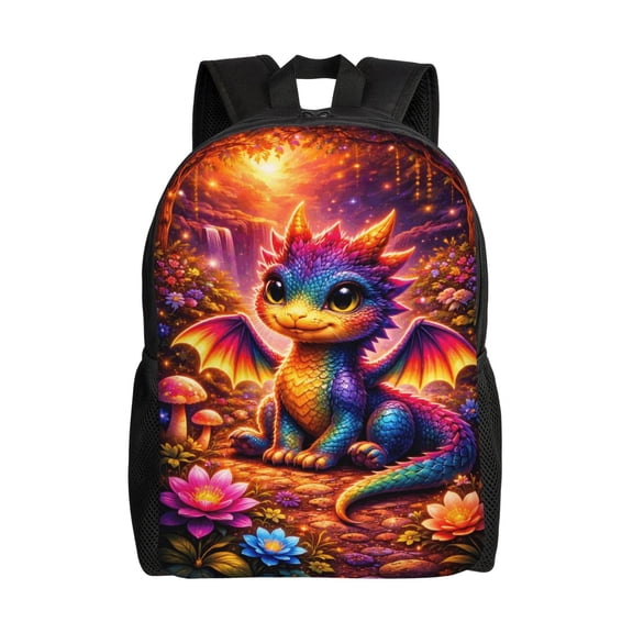 Rainbow Dragon Backpack Full Front Print Travel Laptop Bag for Men and Women