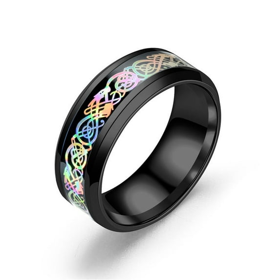 Rainbow Dragon Tattoo Ring Four Color Choices Sizes 6 7 8 9 10 11 12 13 Unisex Fashion Jewelry Gift Idea For Collectors