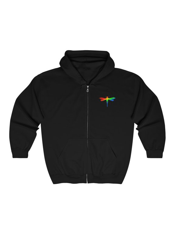Rainbow Dragonfly Full Zip Hooded Sweatshirt