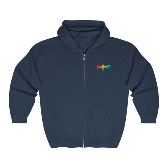Rainbow Dragonfly Full Zip Hooded Sweatshirt
