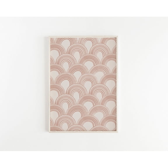 Rainbow Drawing Boho Earth Tones Modern Wall Art Nursery Decor, Stretched Canvas 8x10in