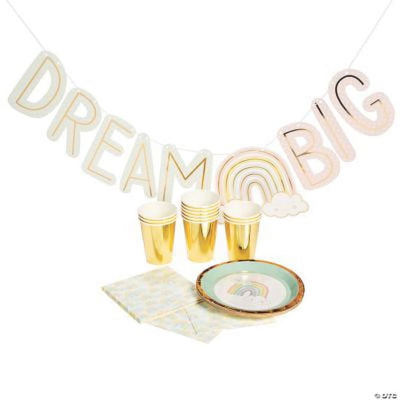 Rainbow Dream Tableware Kit for 12, Baby, Party Supplies, 37 Pieces