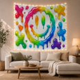 thumbnail image 1 of Rainbow Drip Smiley Face on White Background, Playful Psychedelic for Pop-Art Fans, Vibrant Smiley Face Wall Decor, Housewarming Gift Tapestry Wall Hanging for Bedroom and Living Room, 1 of 7