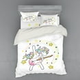 thumbnail image 1 of Rainbow Duvet Cover Set, Pastel Tones Pony with Guitar Nursery Theme, Bedding Set with Shams and Fitted Sheet, 3 Sizes, by Ambesonne, 1 of 3