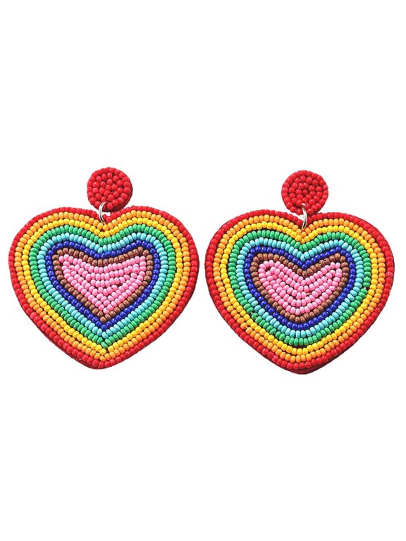 Rainbow Earrings Pride Earrings for Women, Colorful Heart Earrings Dangle Earrings Boho Beaded Earrings for Pride Parade Pride Party LGBT Pride Earrings Gifts Rainbow Jewelry